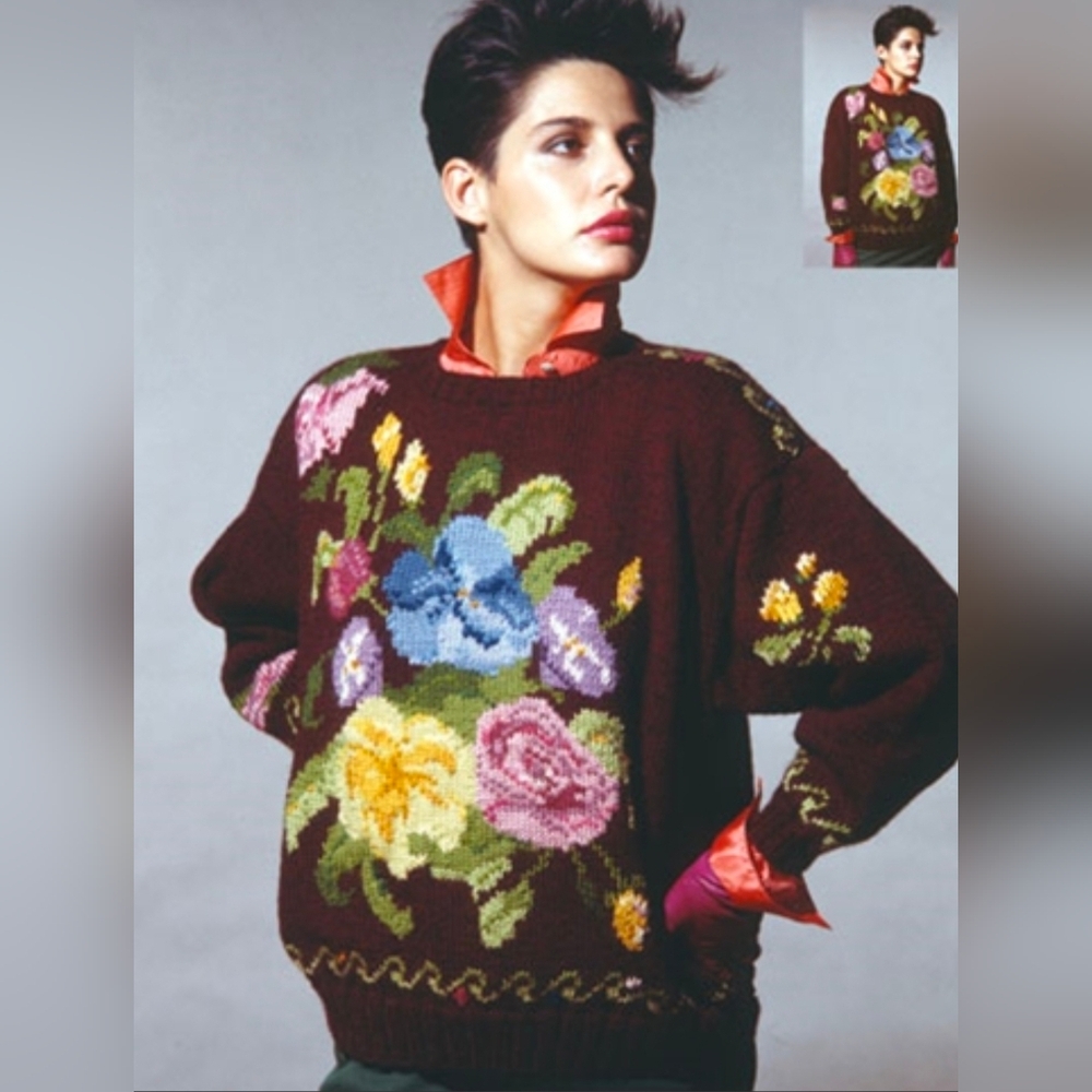 Vogue Knitting Spring/Summer 1985 #37Knitted sweater!Design by Deborah Newton